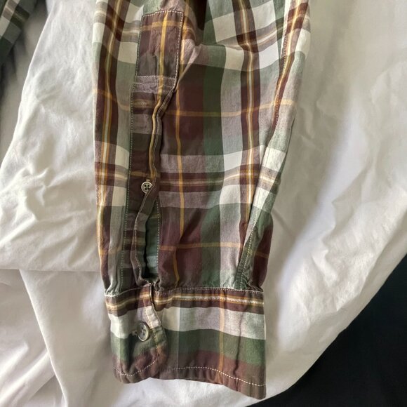 Filson Mens Large Sutter Sport Brown/Green Plaid Long Sleeve Button Down Shirt - Picture 5 of 6